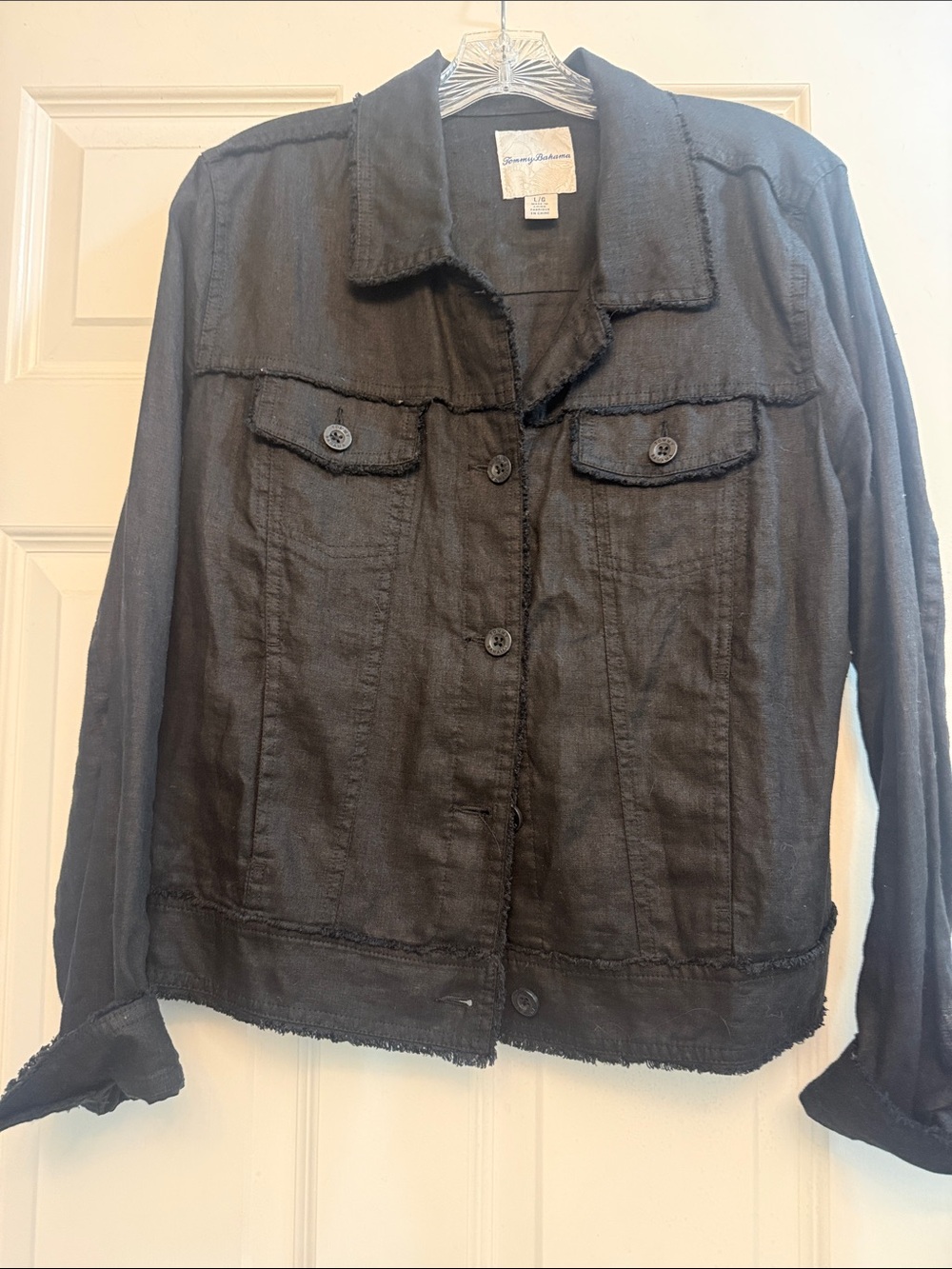 Tommy Bahama Black Linen Button-Front Jacket